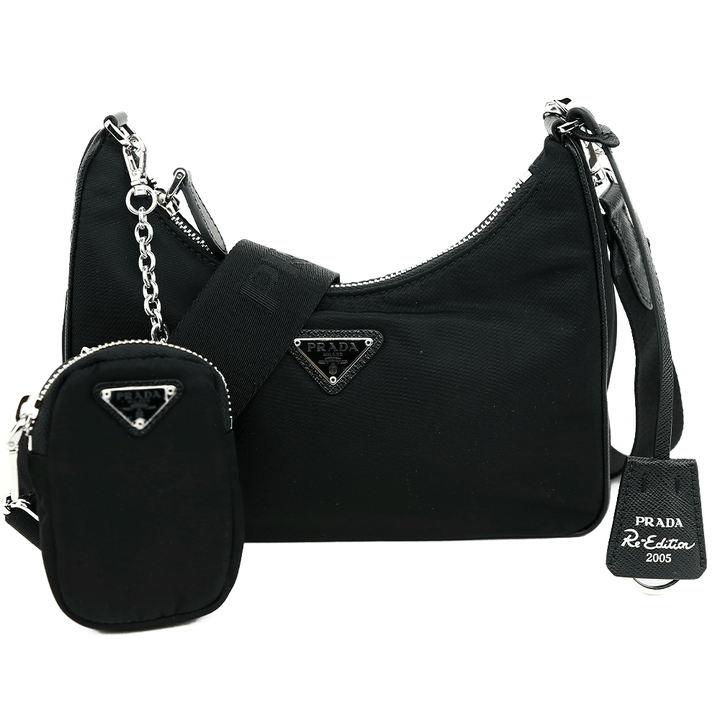 front view of Prada Black Re-Edition 2005 Re-Nylon Bag