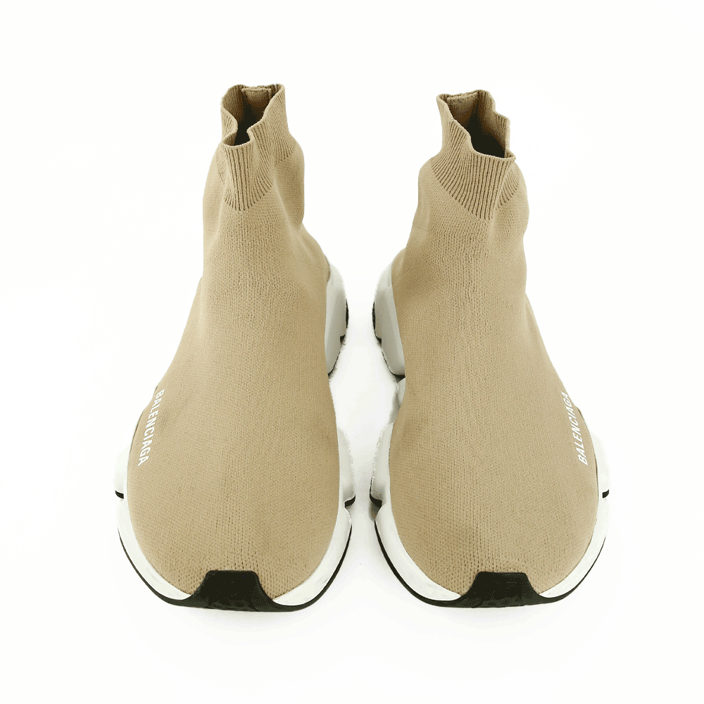 Front  view of Balenciaga Speed Runner Beige Sock Sneakers