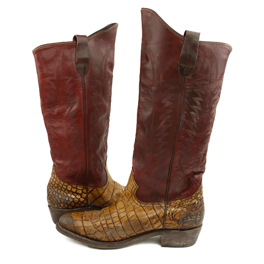 Side View of Golden Goose Embossed Leather Western Boots