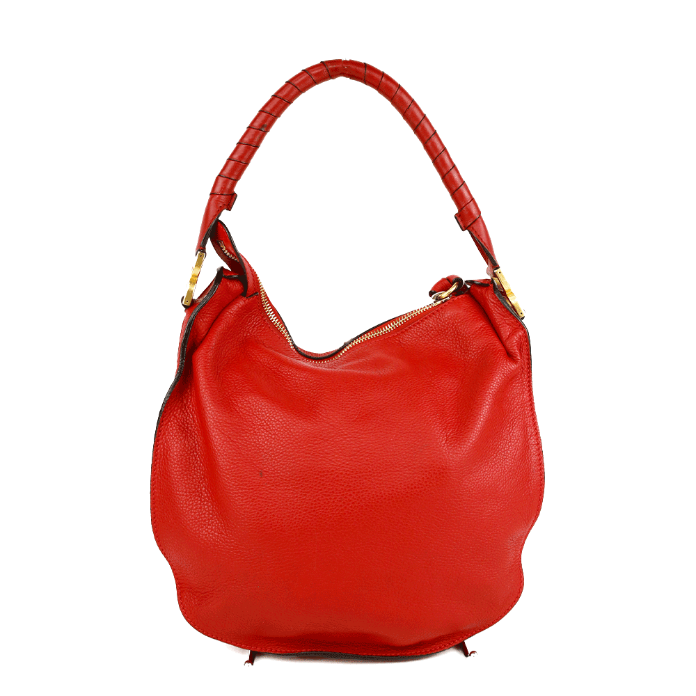 back view of bChloé Red Leather Medium Marcie Satchel