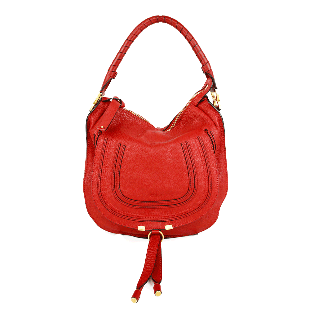 front view of Chloé Red Leather Medium Marcie Satchel