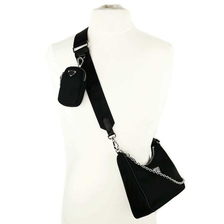 full view of Prada Black Re-Edition 2005 Re-Nylon Bag