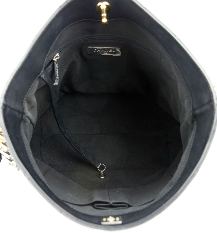 Chanel Black Quilted Calfskin Leather Chain Hobo