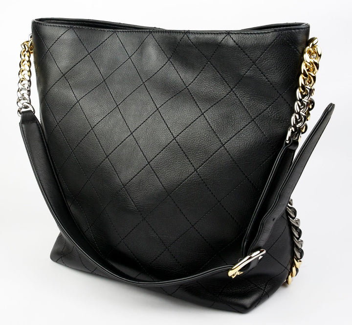 Chanel Black Quilted Calfskin Leather Chain Hobo 