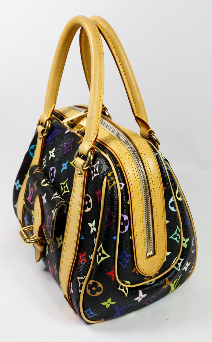 Louis Vuitton Black & Multicolor Coated Canvas Priscilla Top Handle Bag