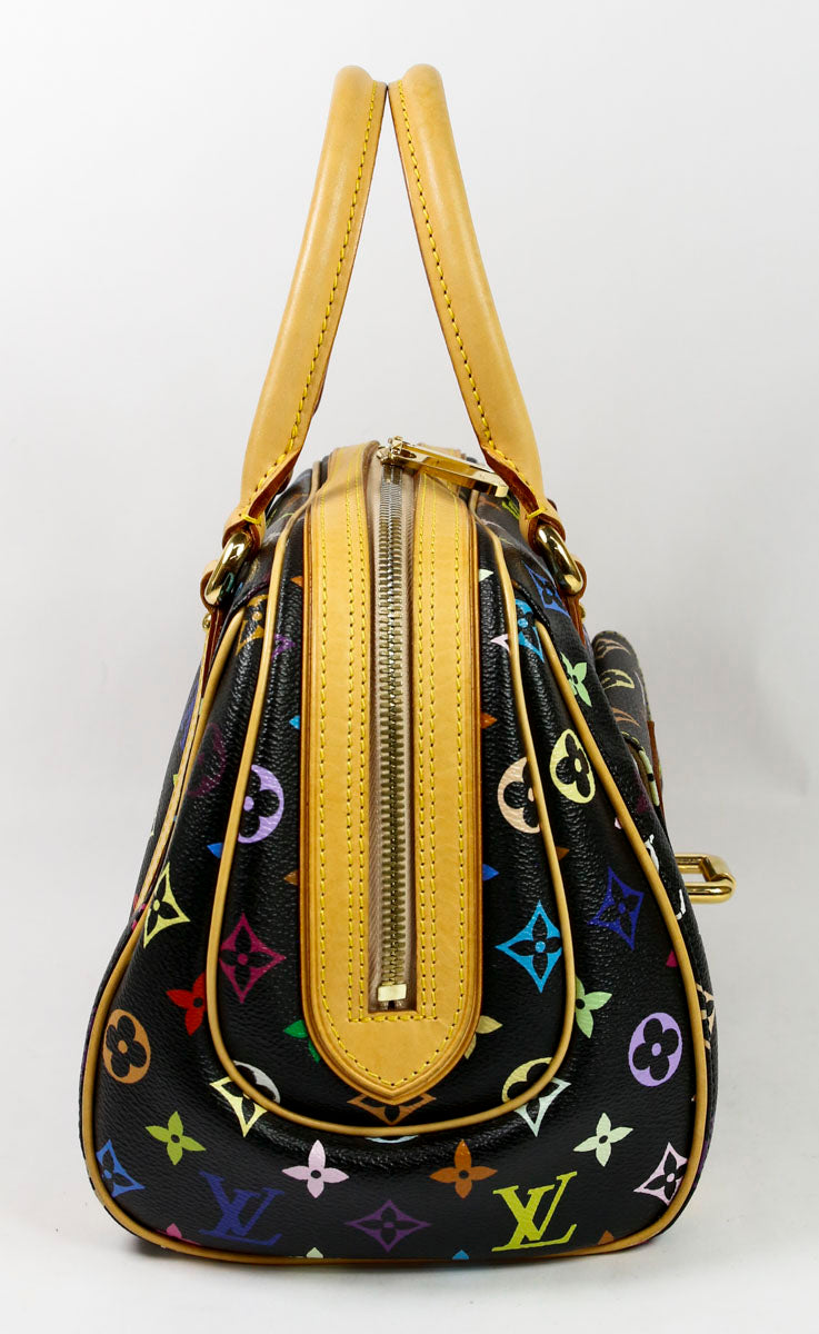 Louis Vuitton Black & Multicolor Coated Canvas Priscilla Top Handle Bag