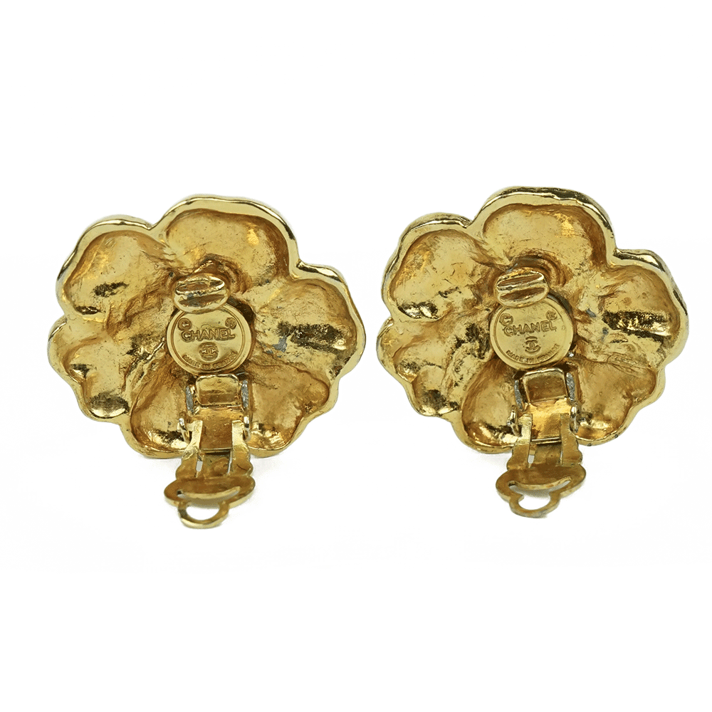 Chanel Vintage Gold Camellia Earrings