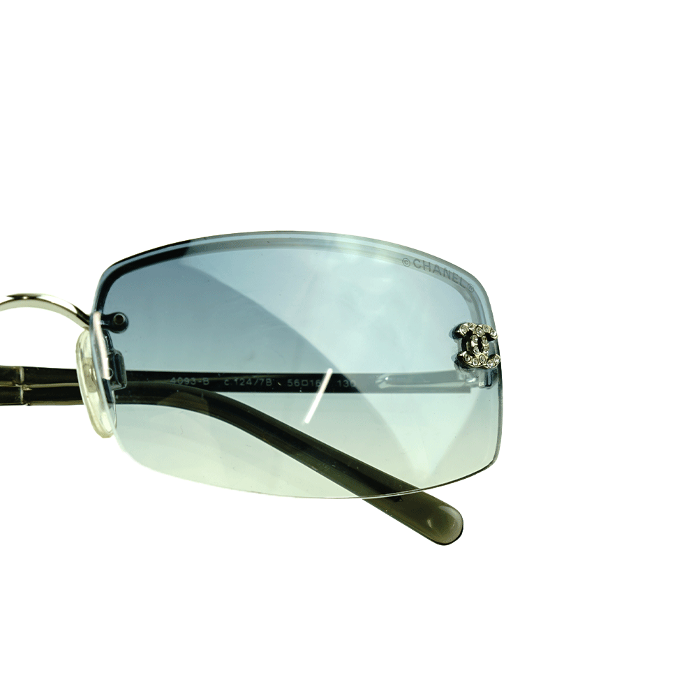 Side View of Chanel Blue CC Square Frame Sunglasses