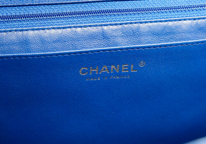 Chanel Blue Caviar Quilted Leather Jumbo Single Flap Bag