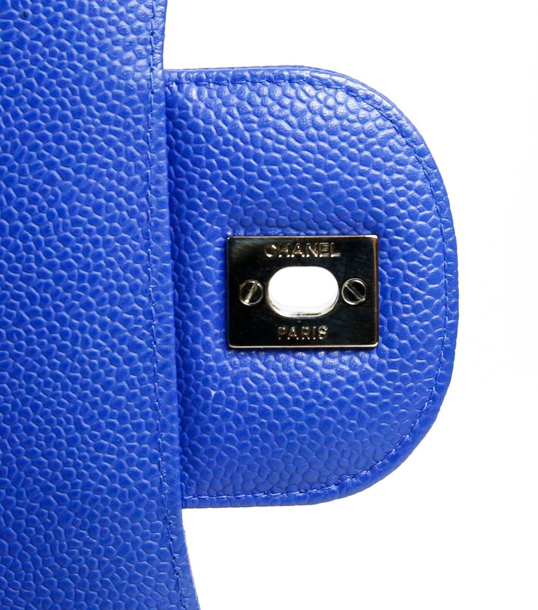Chanel Blue Caviar Quilted Leather Jumbo Single Flap Bag