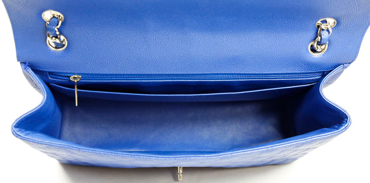 Chanel Blue Caviar Quilted Leather Jumbo Single Flap Bag