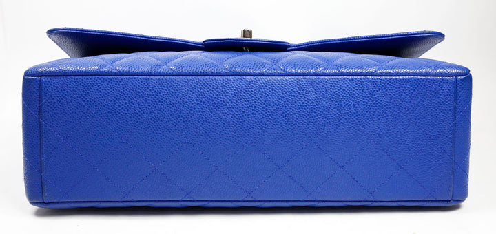 Chanel Blue Caviar Quilted Leather Jumbo Single Flap Bag