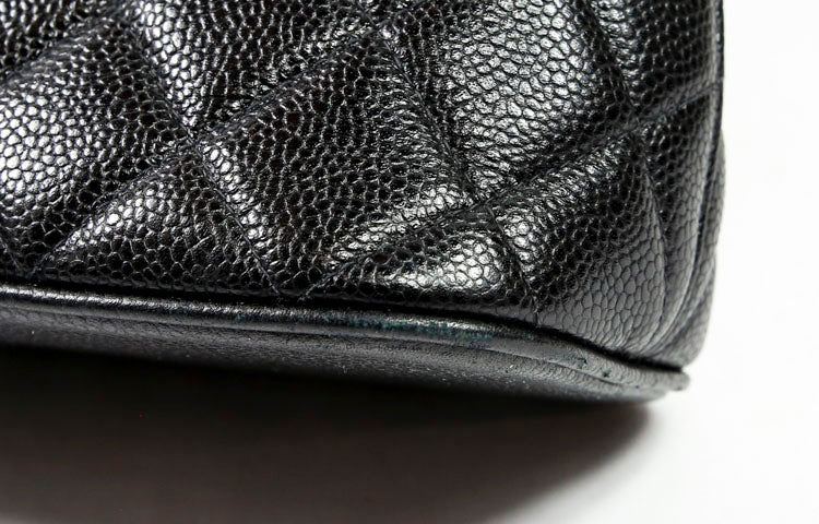 Chanel Black Quilted Caviar Leather Vintage Shoulder Bag