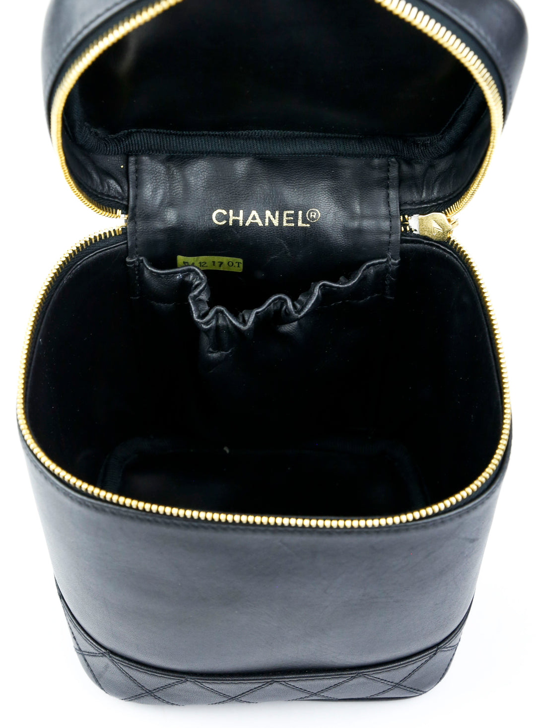 Chanel Black Lambskin Leather Vintage Vanity Case