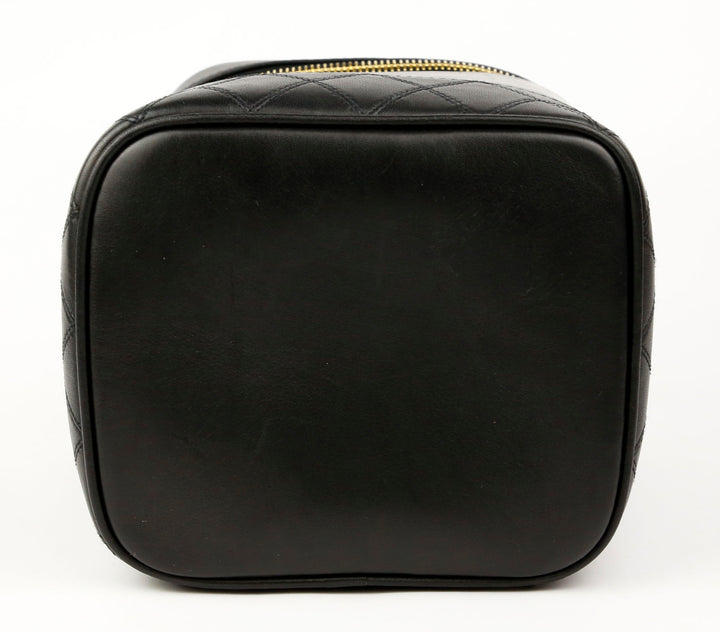 Chanel Black Lambskin Leather Vintage Vanity Case