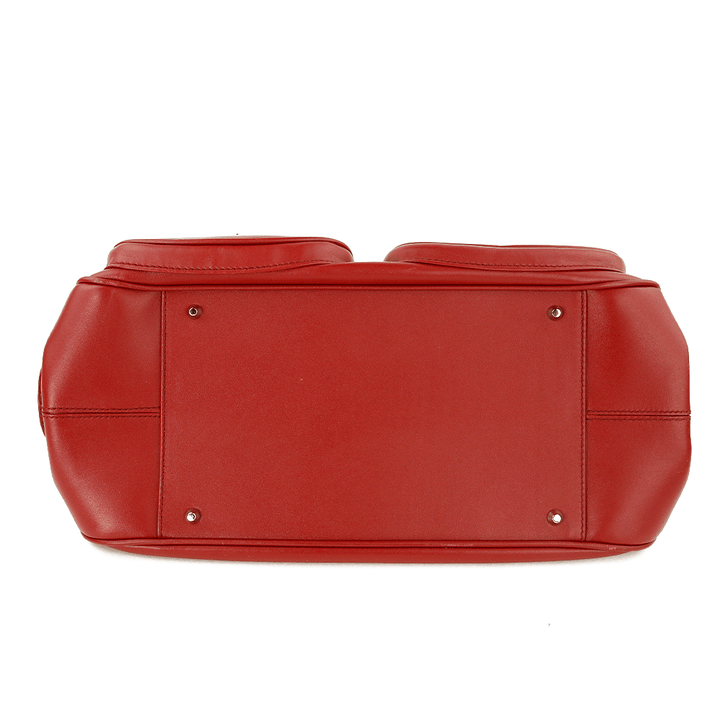 Base View of Dior Vintage Detective Red Leather Medium Handle Bag