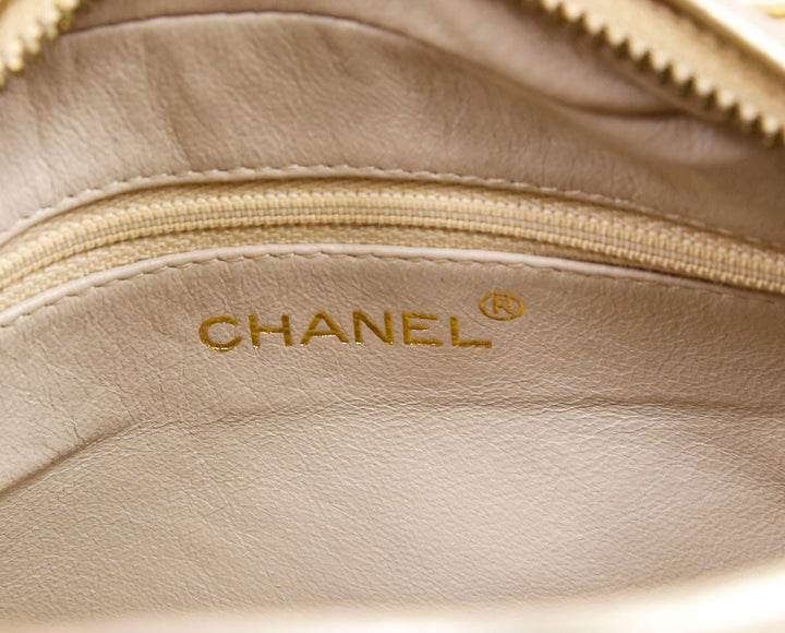 Chanel Gold Metallic Leather Vintage Tassel Camera Bag