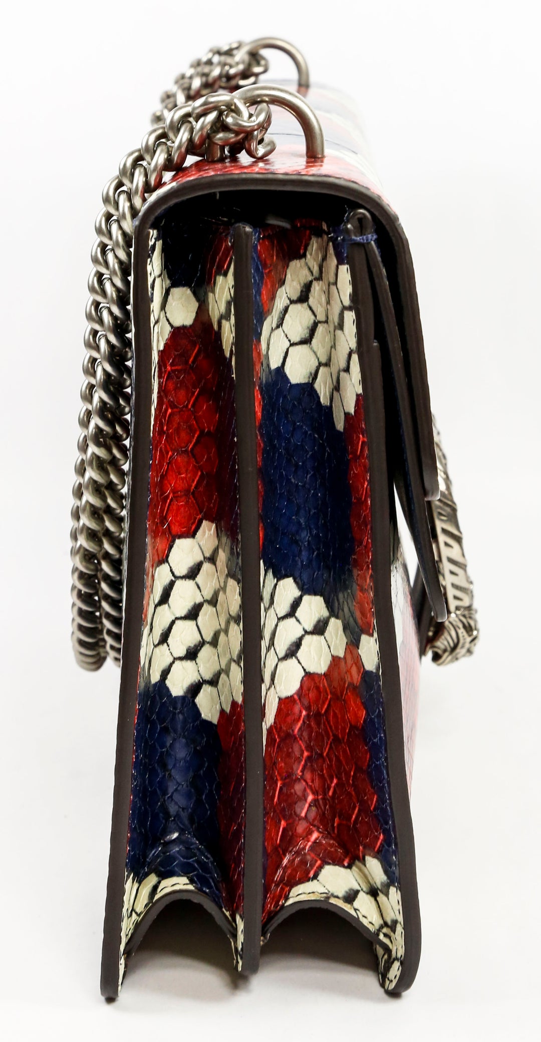 Gucci Red, White Blue Python Leather Medium Dionysus Shoulder