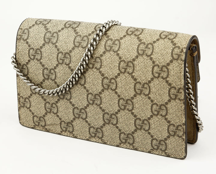 Gucci Beige Canvas & Suede Mini Dionysus GG Supreme Shoulder Bag