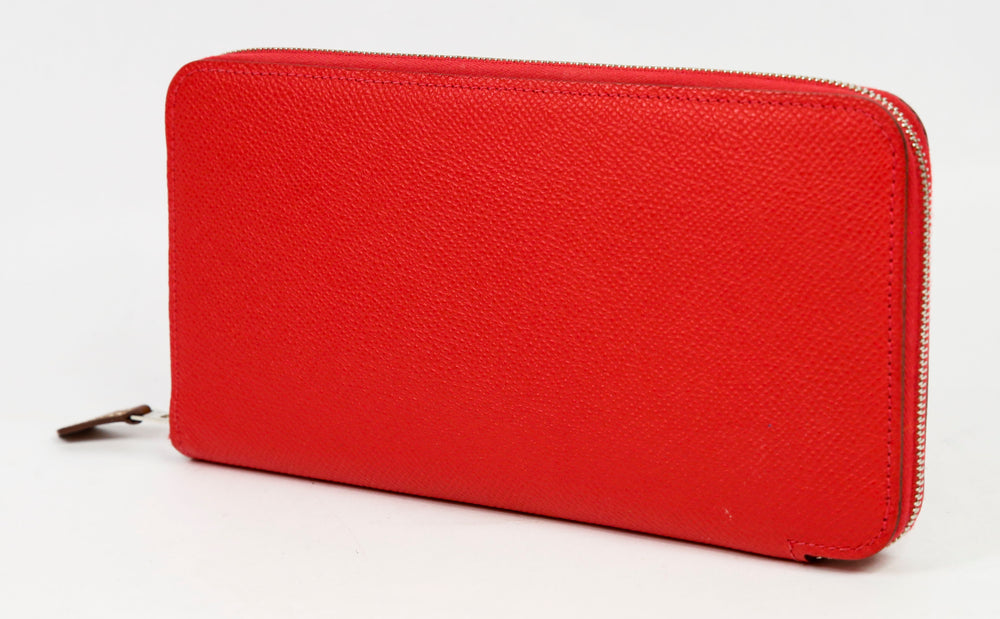 Hermes Red Epsom Leather Silk'In Classic Wallet