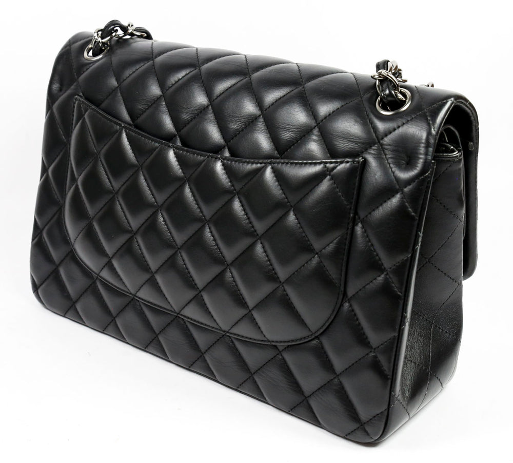 Chanel Black Quilted Lambskin Maxi Double Flap Shoulder Bag