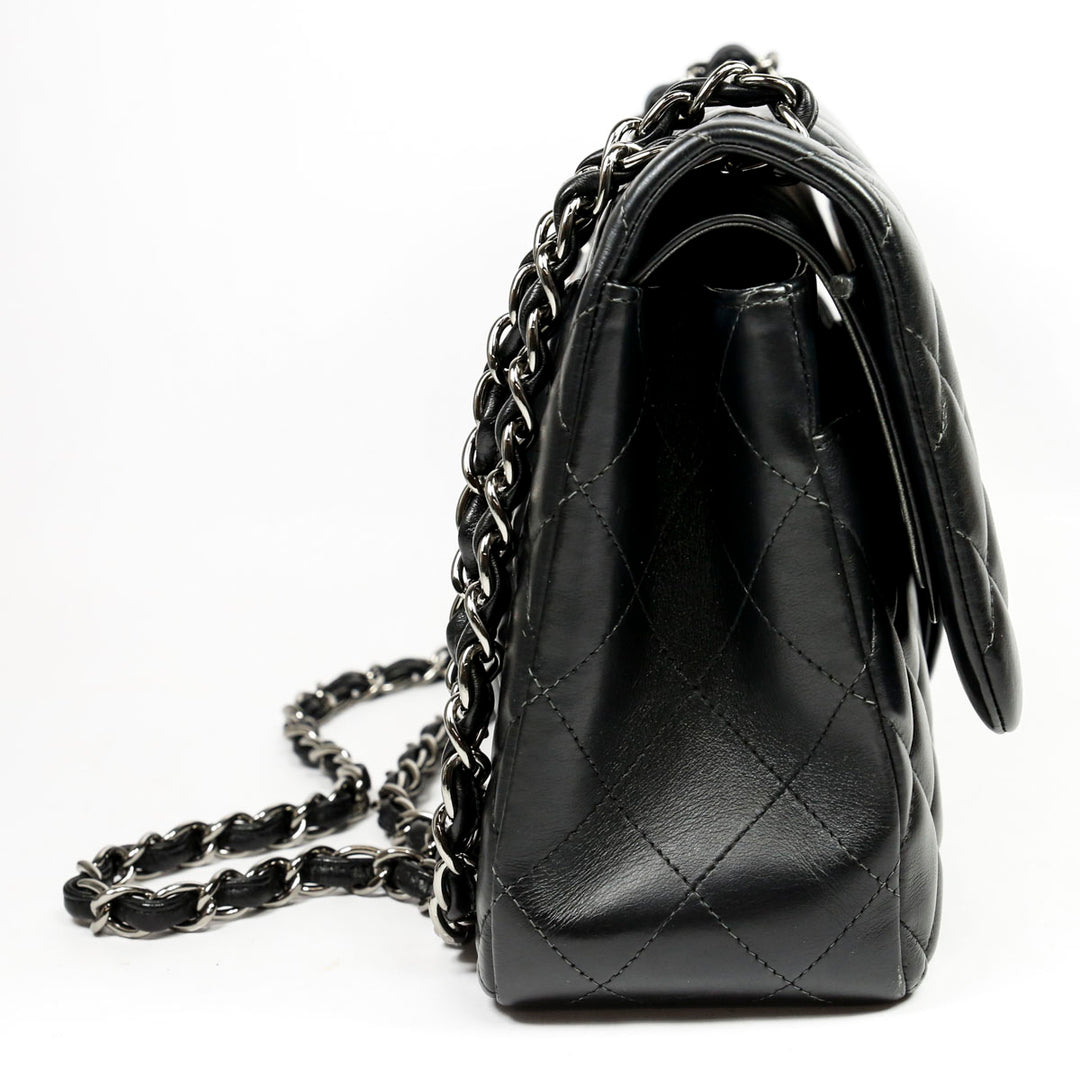 Chanel Black Quilted Lambskin Maxi Double Flap Shoulder Bag