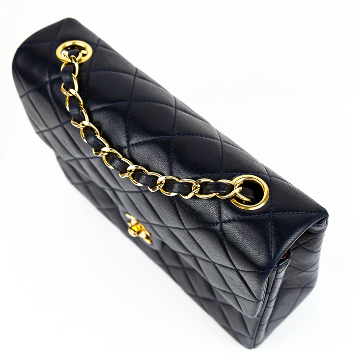 top view of Chanel Navy Vintage Mini Square Classic Flap Bag