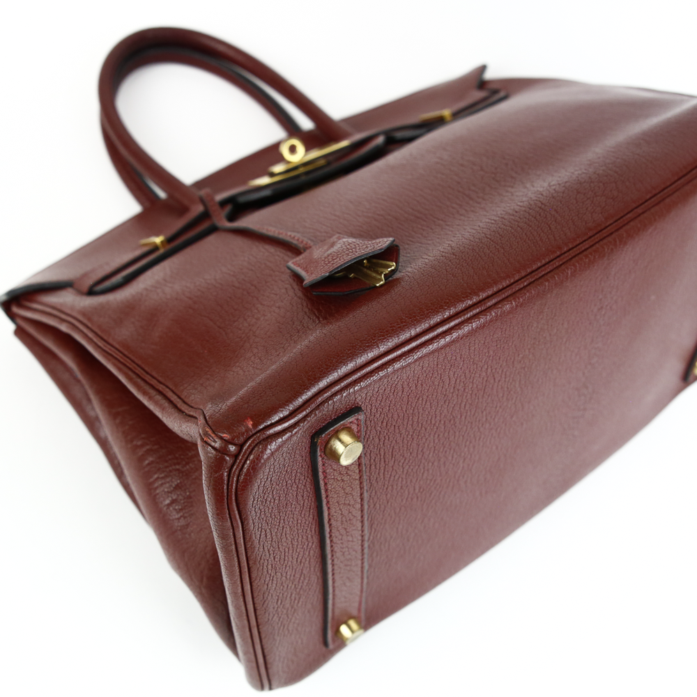 Hermes Kelly Handbag Rouge H Chevre de Coromandel with Gold Hardware 32 Red