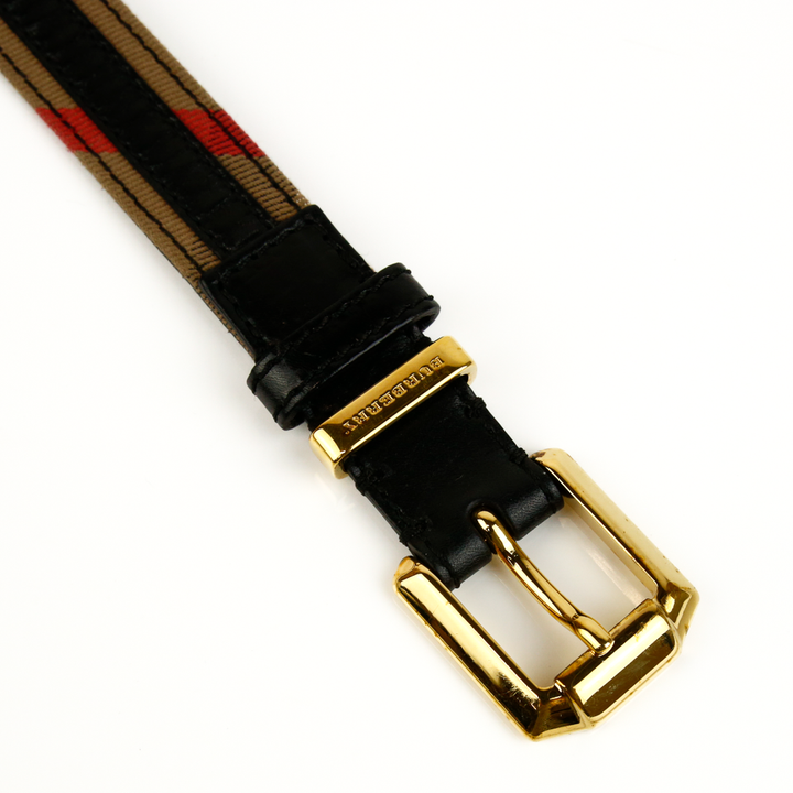 Burberry House Check Black Leather Belt