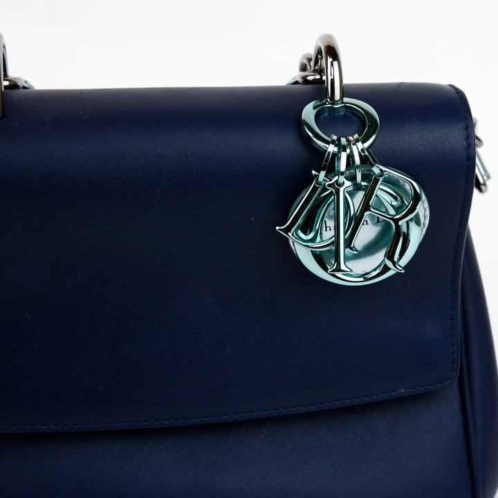 Christian Dior Navy Leather Mini Be Dior Flap Bag
