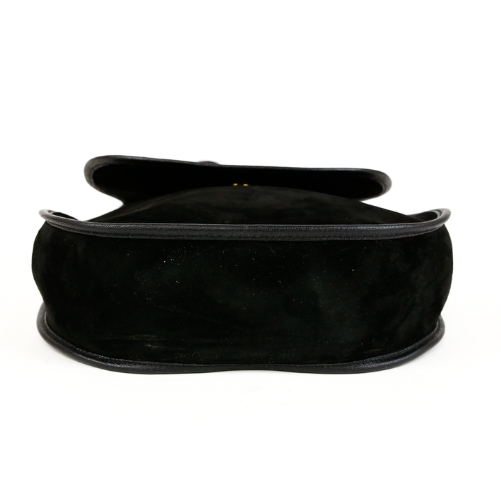base view of Gucci Black Suede Vintage Horsebit Sling Bag