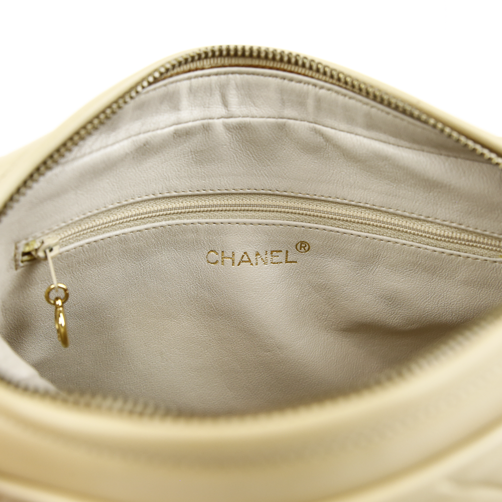 Chanel Beige Quilted Lambskin Vintage Camera Bag