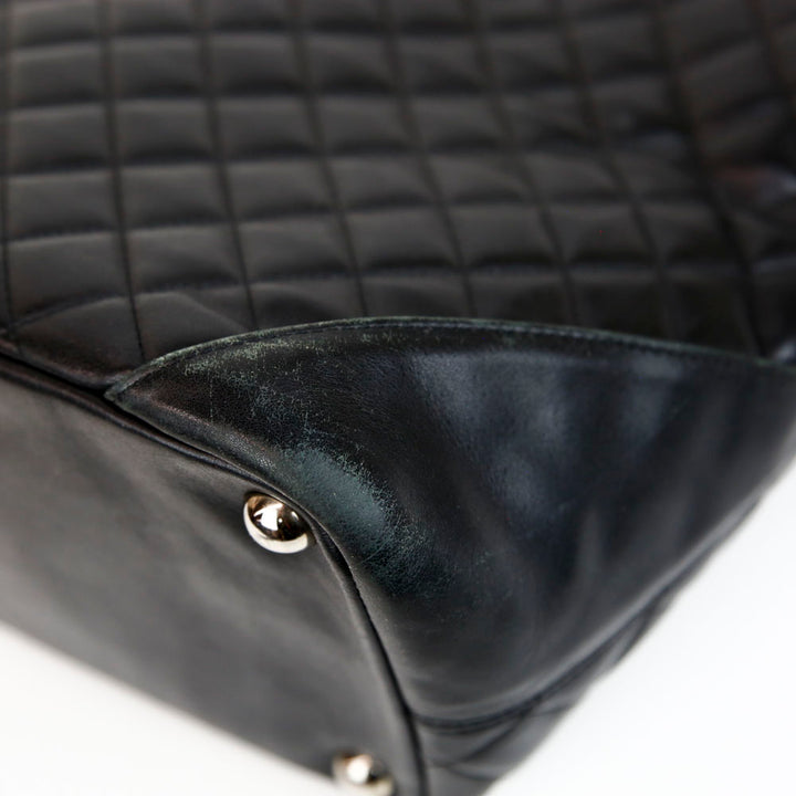 Chanel Black Quilted Lambskin Leather Ligne Cambon Tote Bag