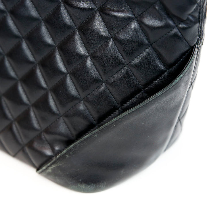 Chanel Black Quilted Lambskin Leather Ligne Cambon Tote Bag