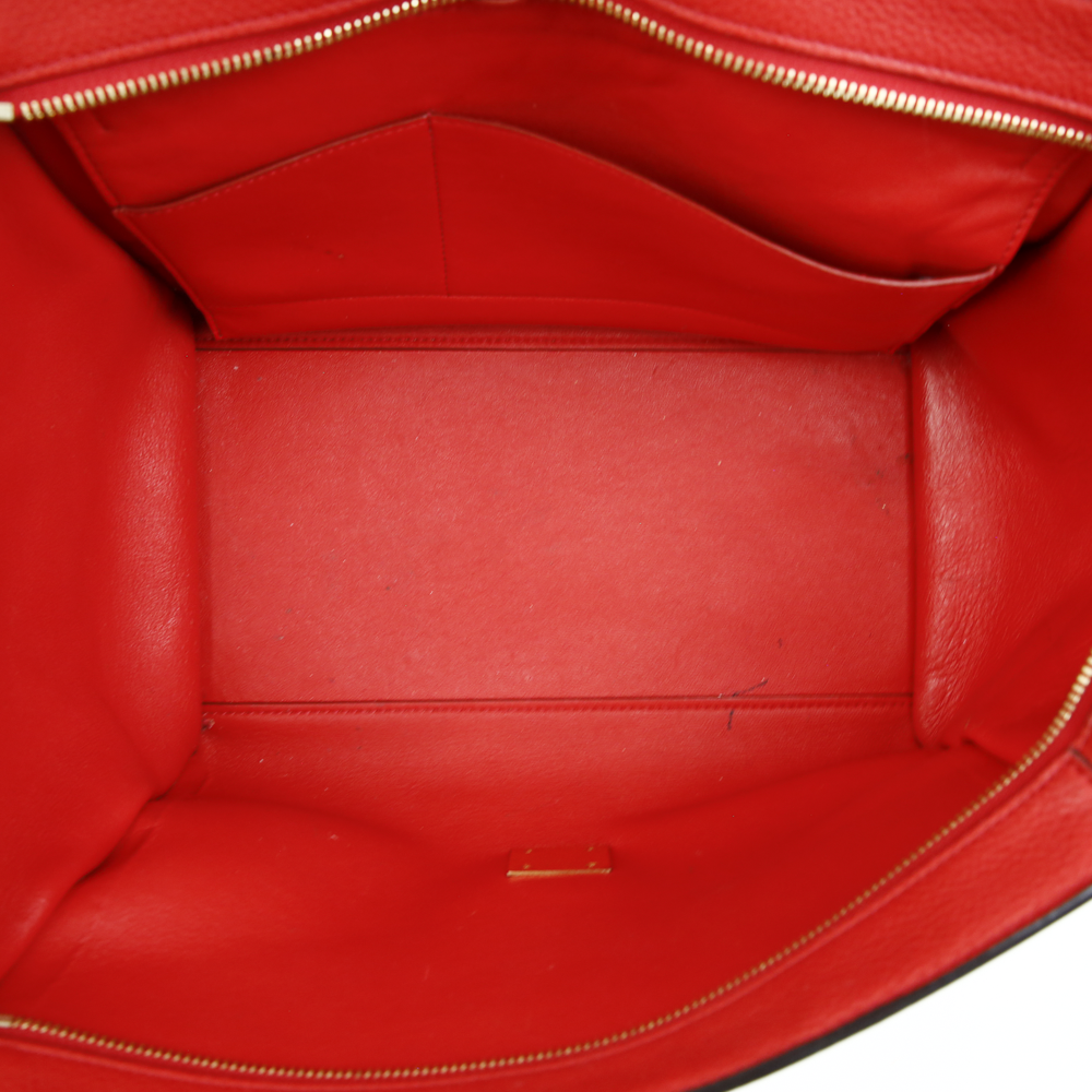 interior view of Celine Red Leather & Suede Medium Trapeze Tote