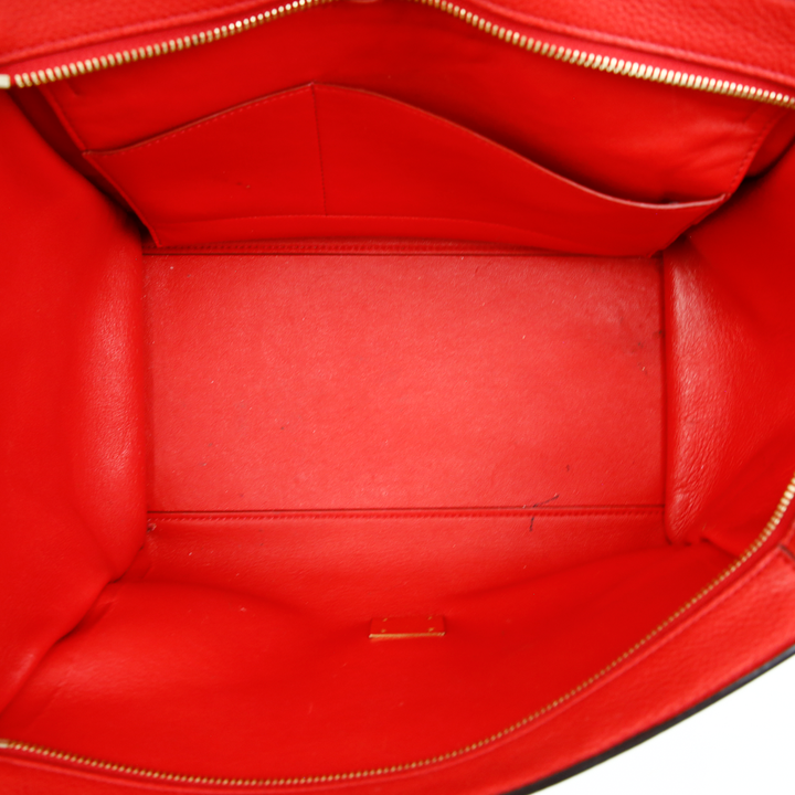 interior view of Celine Red Leather & Suede Medium Trapeze Tote