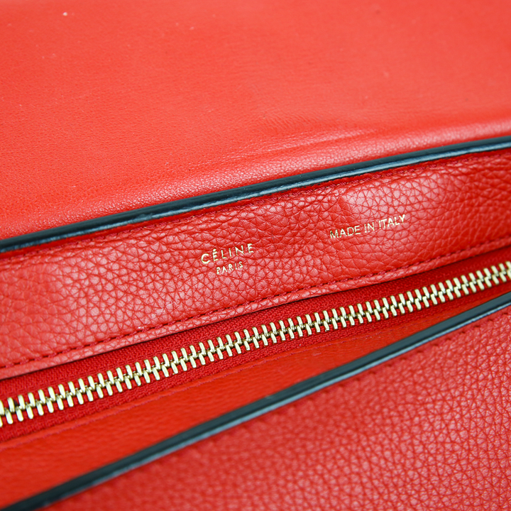 Celine Red Leather & Suede Medium Trapeze Tote