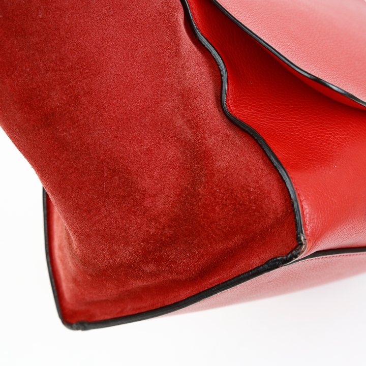 Celine Red Leather & Suede Medium Trapeze Tote