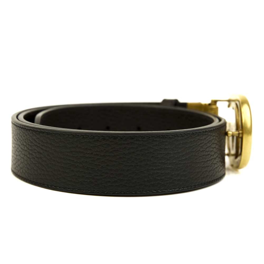 Gucci Double G Wide Leather Belt Antique Brass Buckle 2.75 Width Black in  Leather with Antique Brass - US