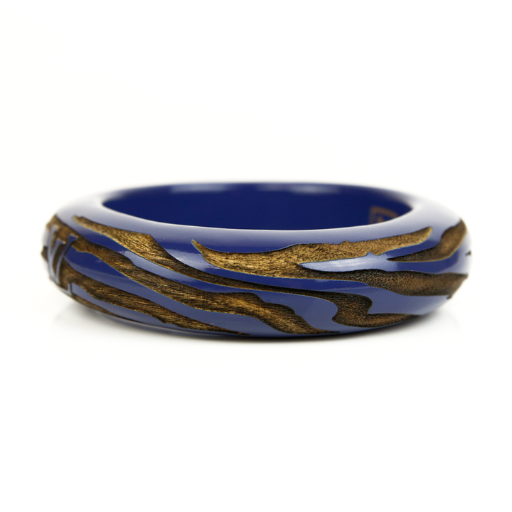 Louis Vuitton Wood & Blue Lacquer Carved Bangle