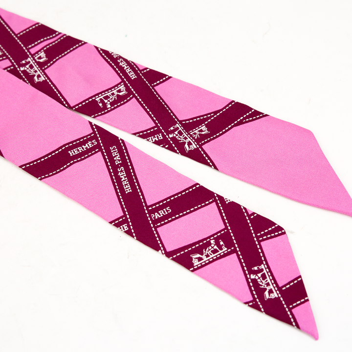 Hermès Pink Bolduc Silk Twilly Scarf
