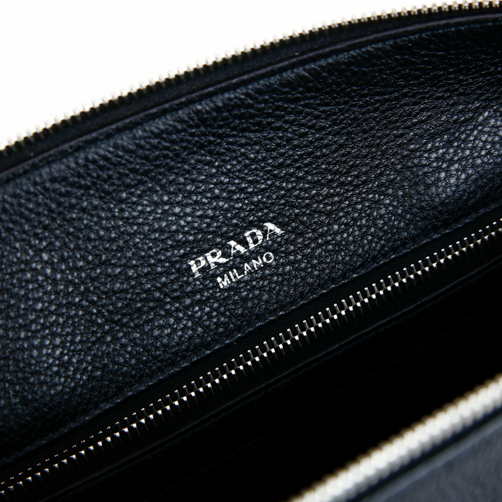 Prada Black Pebbled Leather Medium Shoulder Bag