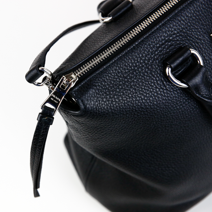 Prada Black Pebbled Leather Medium Shoulder Bag