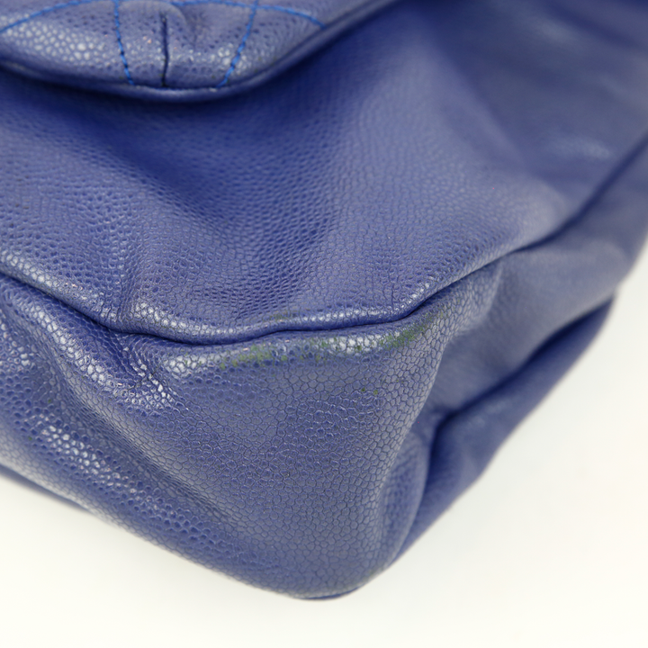 Chanel Blue Glazed Caviar Leather Coco Rider Flap Bag
