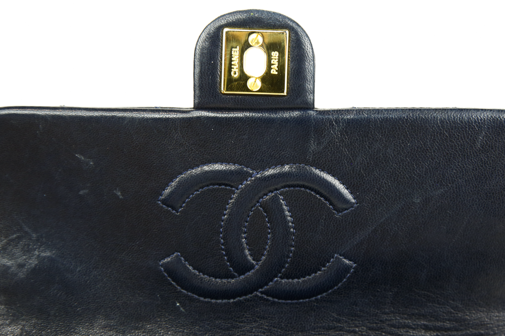 Chanel Navy Vintage Mini Square Classic Flap Bag