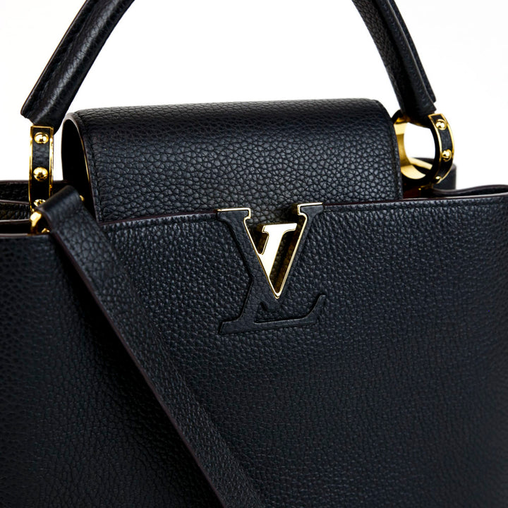 Louis Vuitton Capucine MM Black Taurillon Leather Satchel