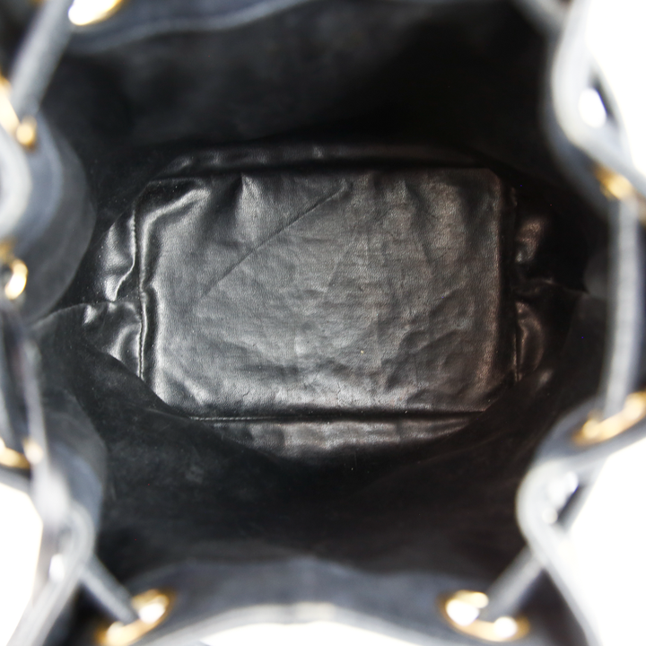 interior view of Chanel Vintage Quilted Leather Drawstring Bucket Bag