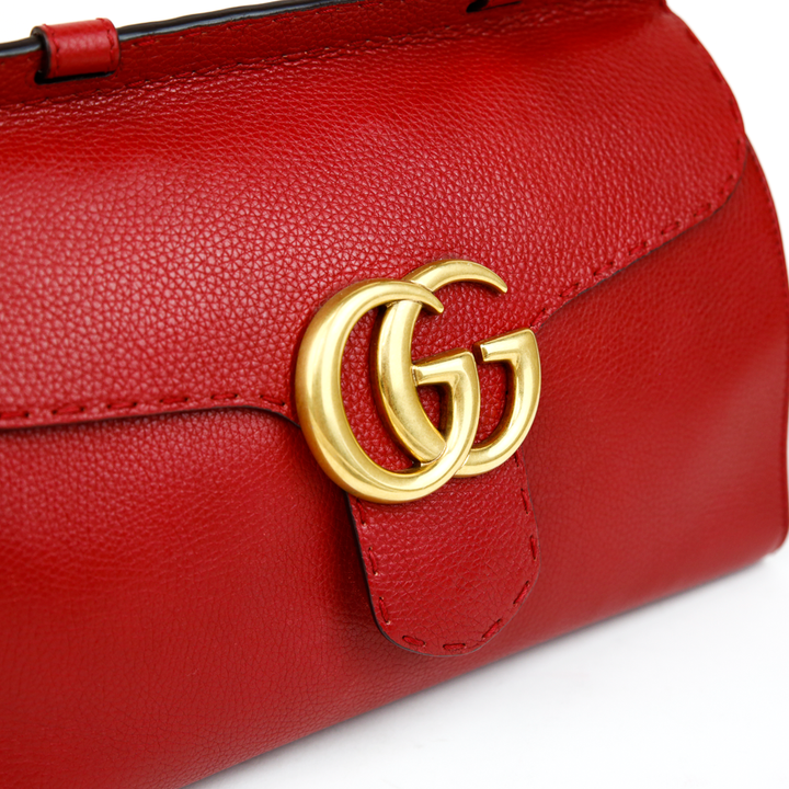 Gucci GG Red Marmont Small Top Handle Bag