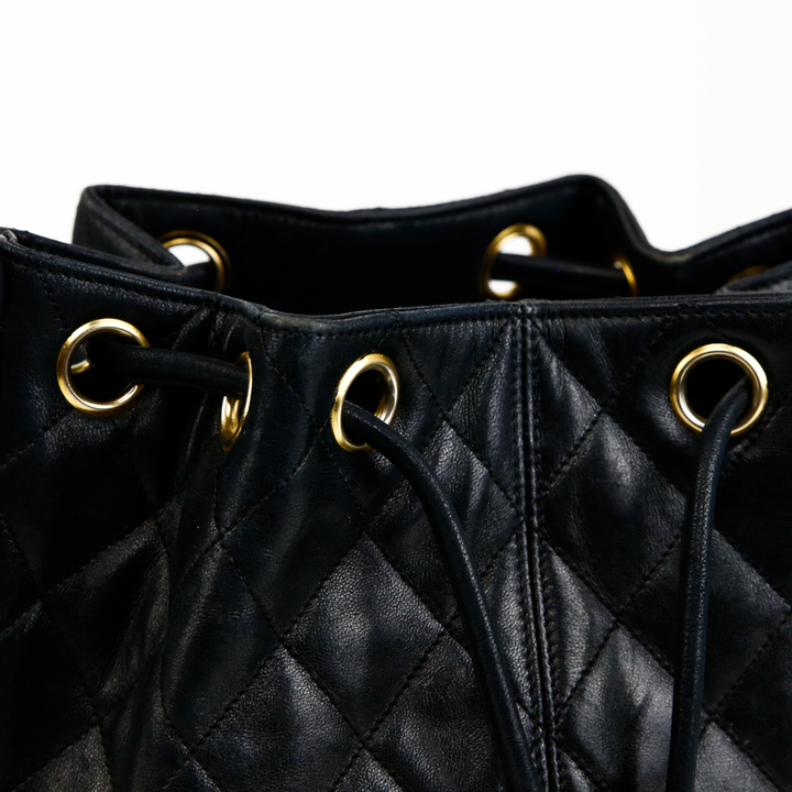 Chanel Vintage Quilted Leather Drawstring Bucket Bag