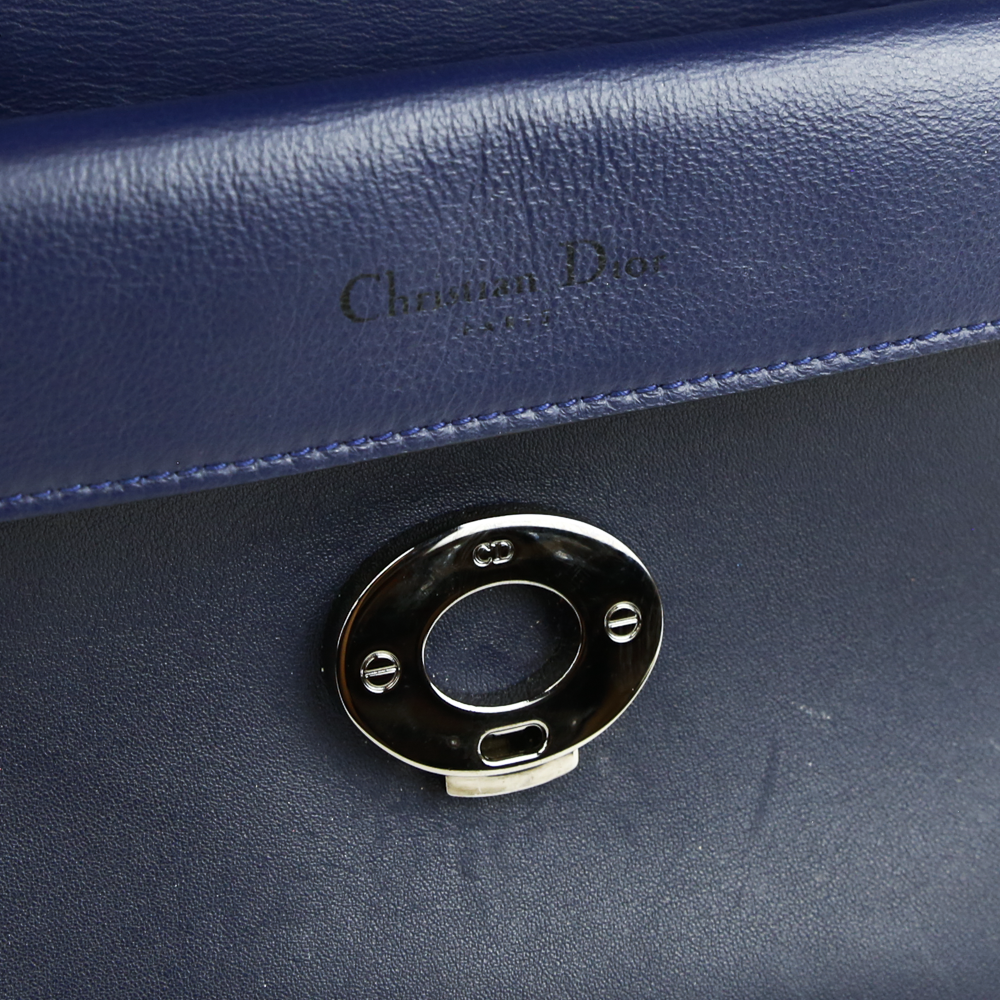 Christian Dior Navy Leather Mini Be Dior Flap Bag